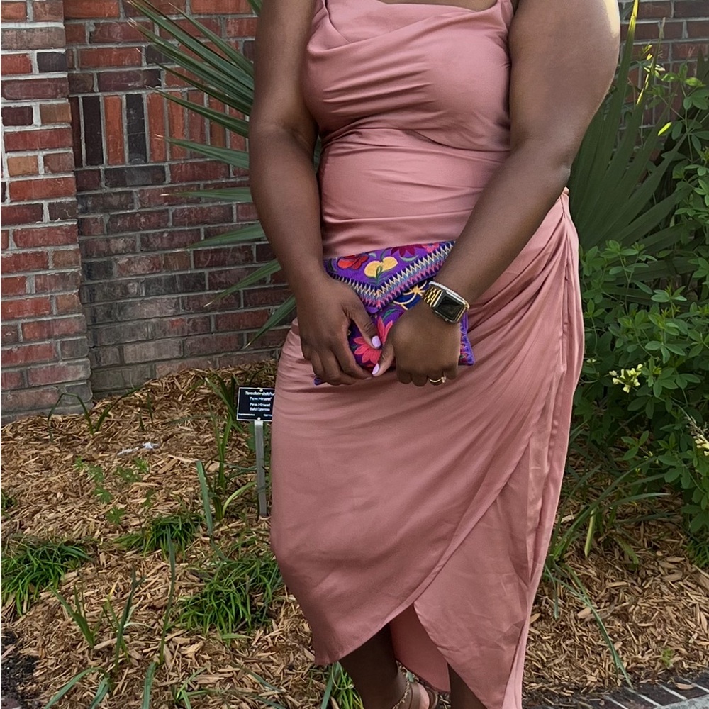 SHEIN BAE Plus Draped Collar Wrap Satin Cami Dress. Size 3X